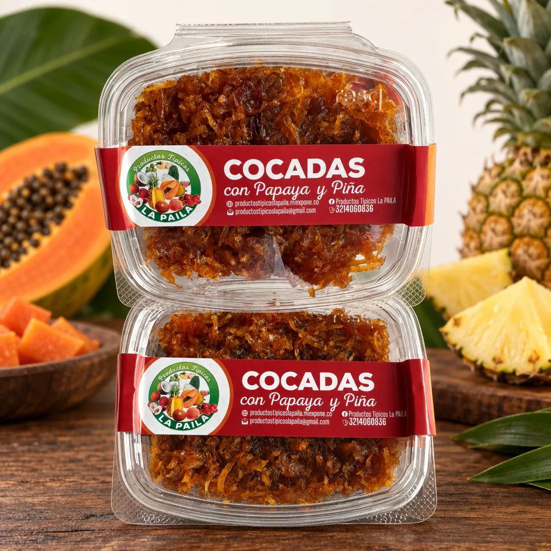 Cocadas con papaya y piña de Productos Típicos La Paila
